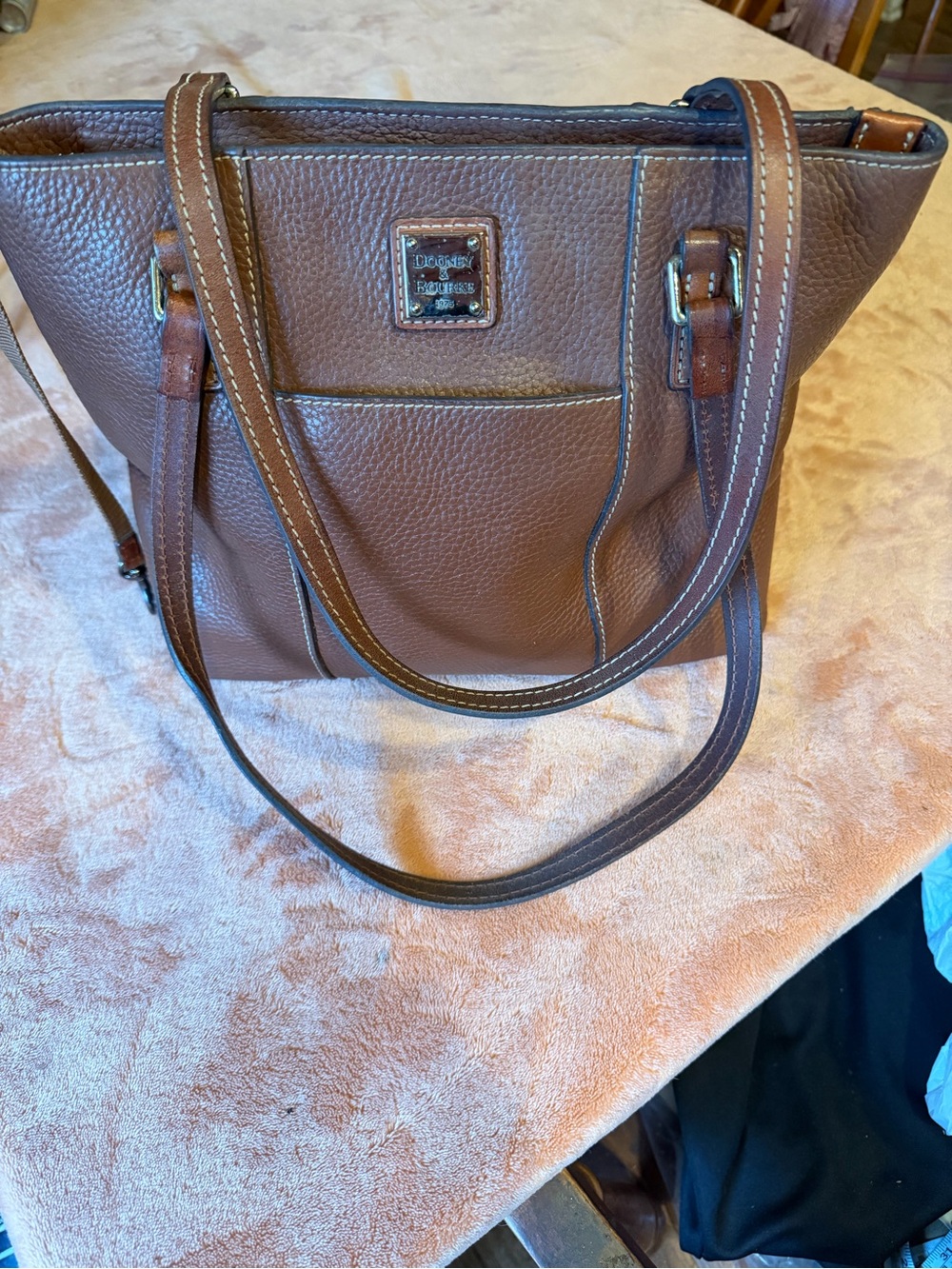 Dooney & Bourke Brown Pebbled Leather Tote